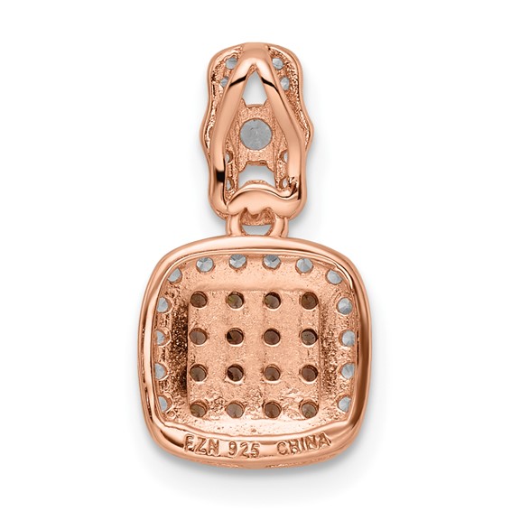 Sterling Silver Rose-tone Black Rhodium-plated Fancy CZ Pendant