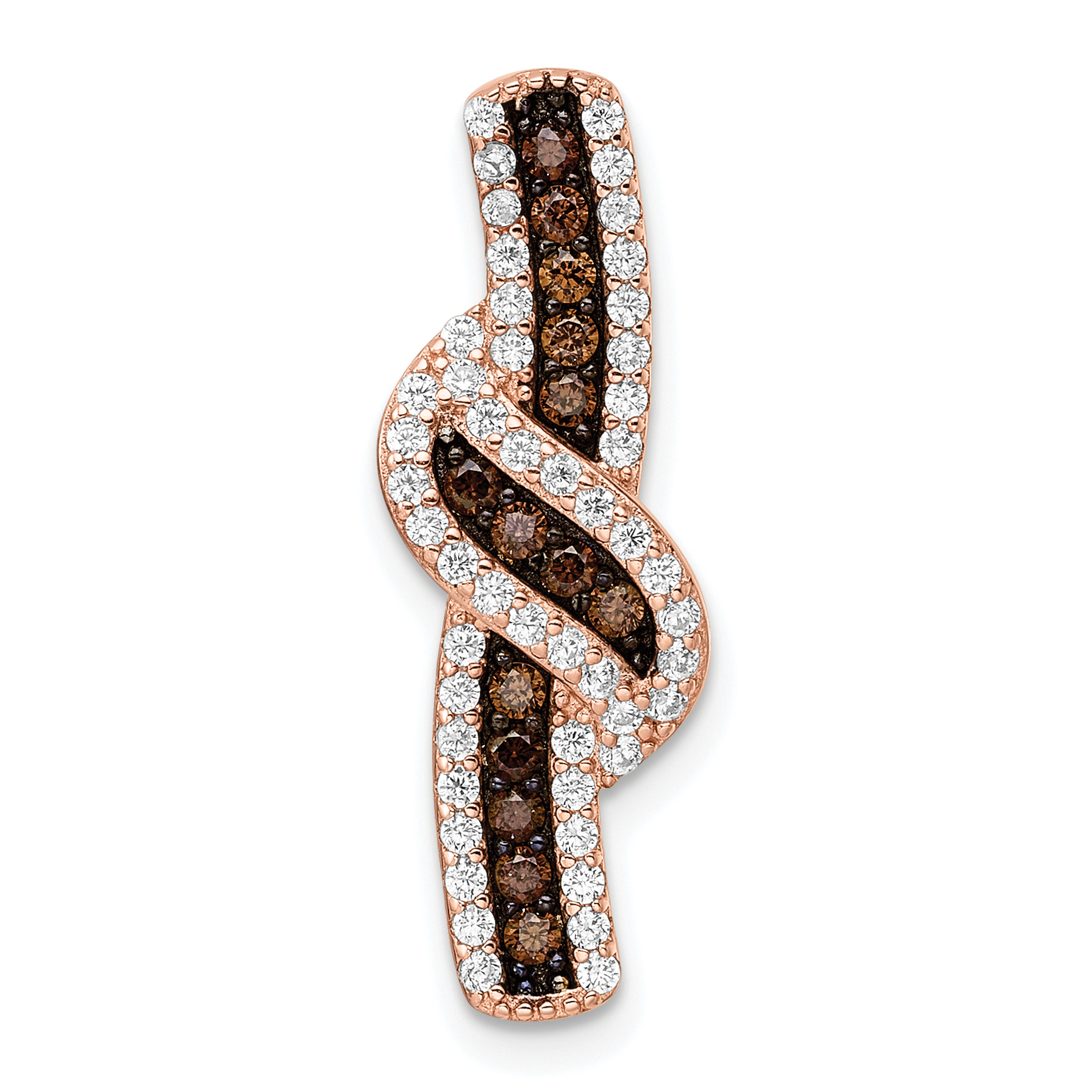 Sterling Silver Rose-tone Black Rhodium-plated CZ Fancy Chain Slide (QP5606)