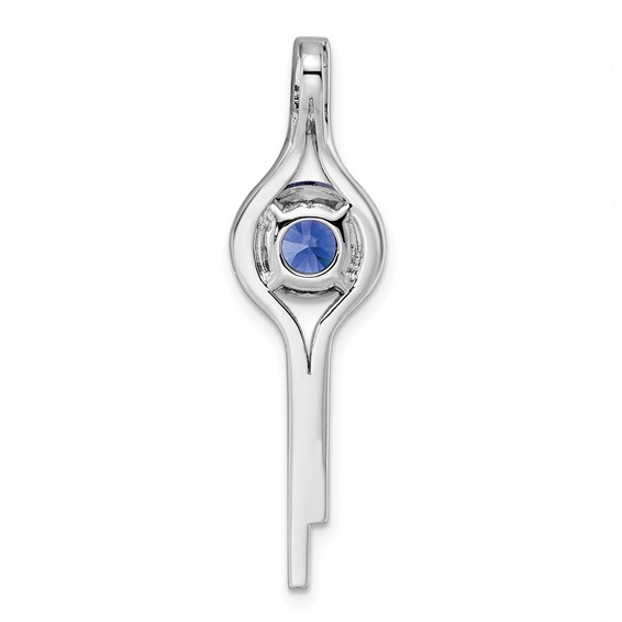 Sterling Silver Rhodium plated Blue & White CZ Slide Pendant