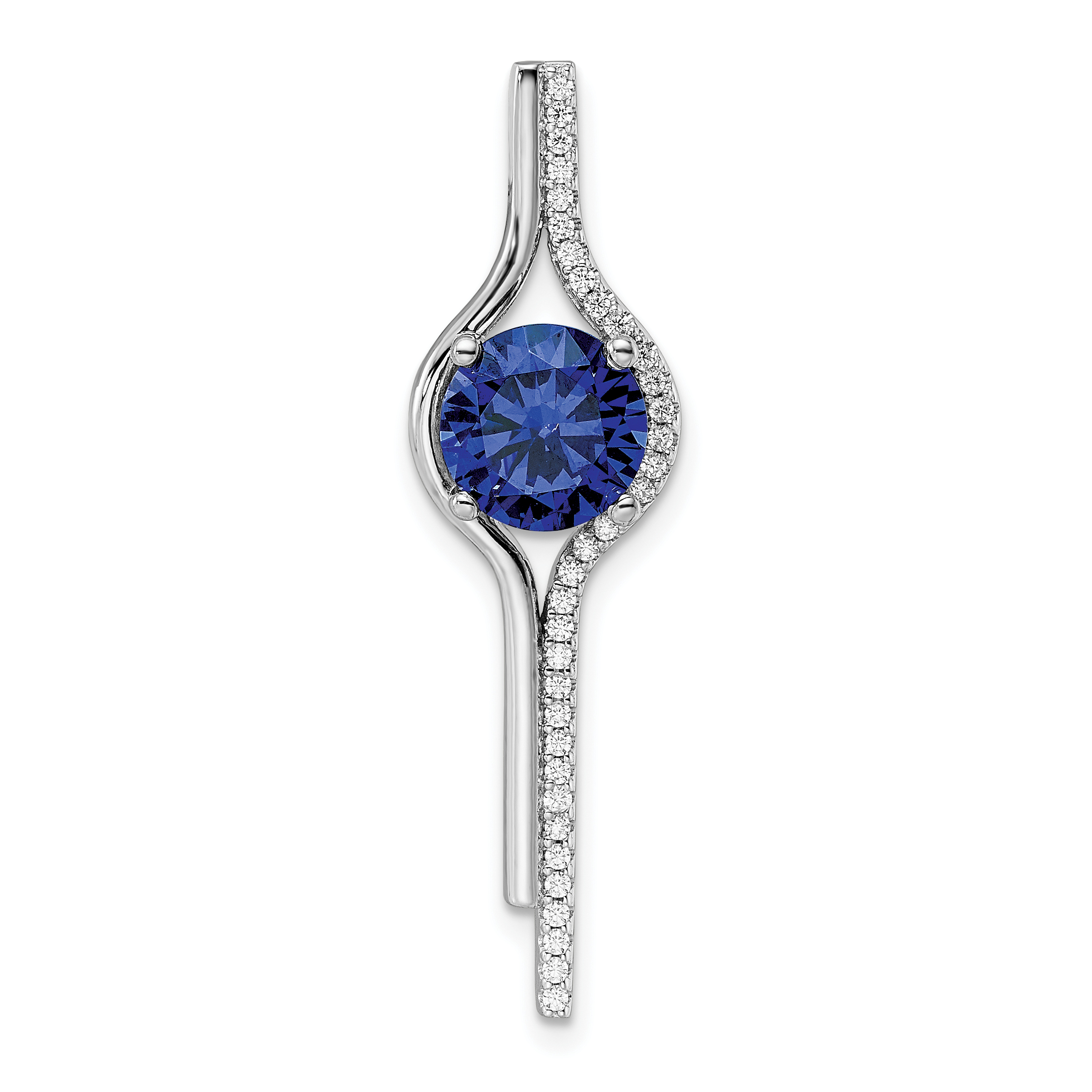 Sterling Silver Rhodium plated Blue & White CZ Slide Pendant (QP5619)