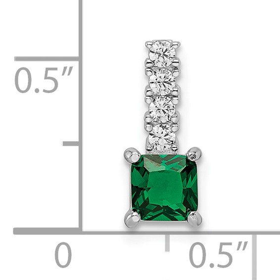 Square Gemstone & CZ Pendant