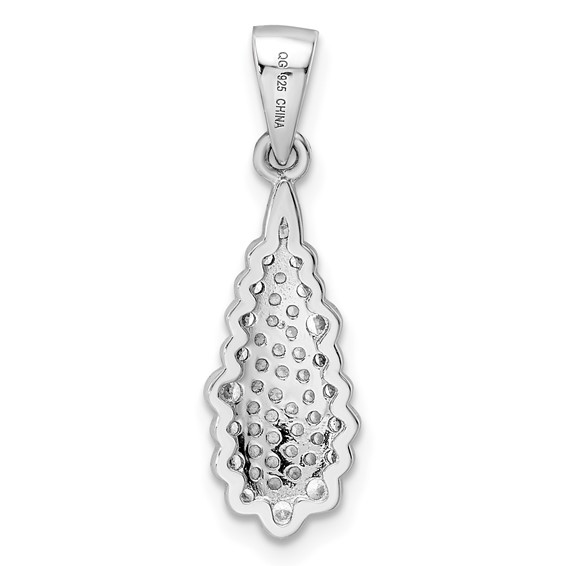 Sterling Silver Rhodium-plated CZ Teardrop Pendant