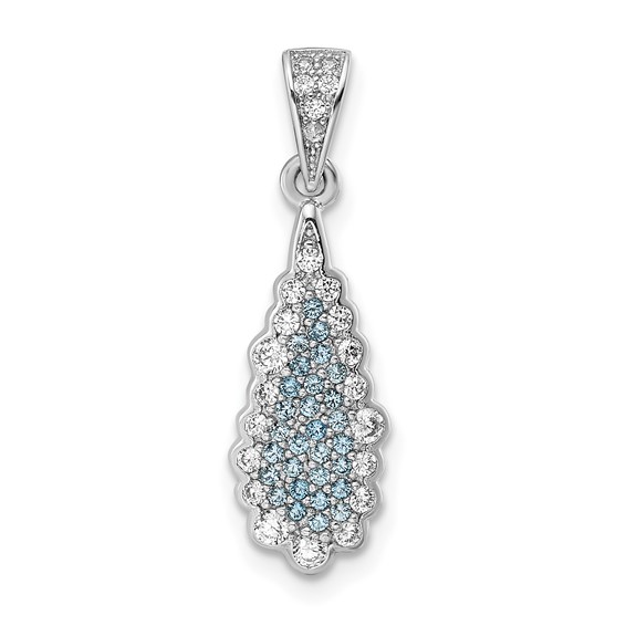 Sterling Silver Rhodium-plated CZ Teardrop Pendant