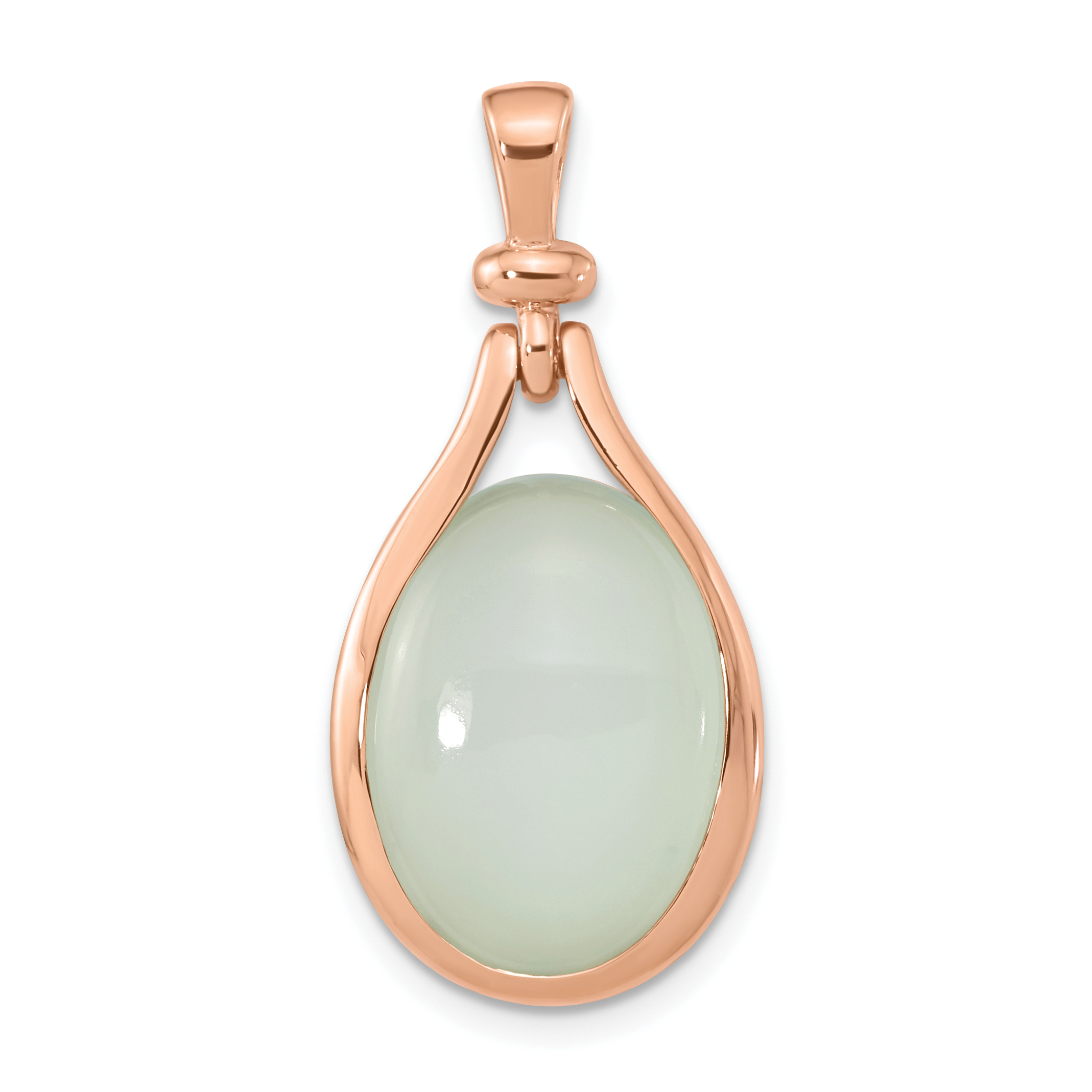 Sterling Silver Rose Gold-plated Green Chalcedony Pendant (QP5641)