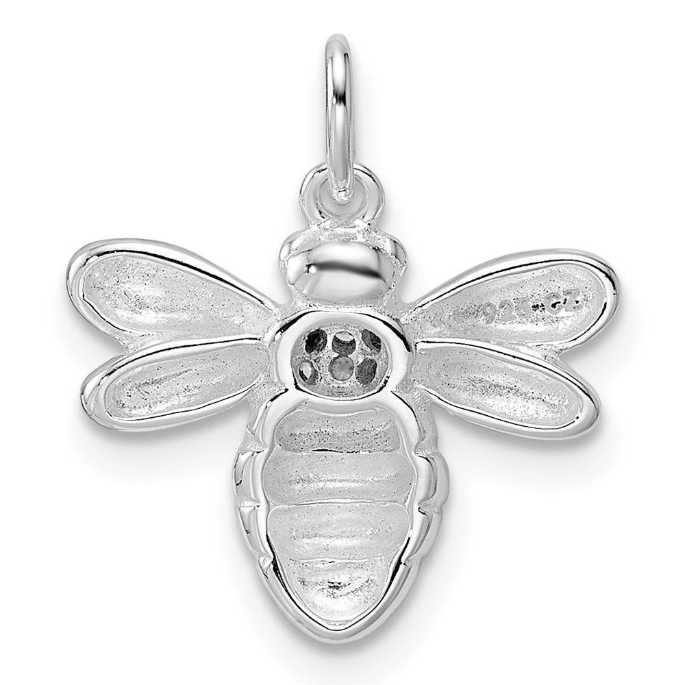 Sterling Silver Rhodium-plated Polished CZ Bumble Bee Pendant (QP5647)