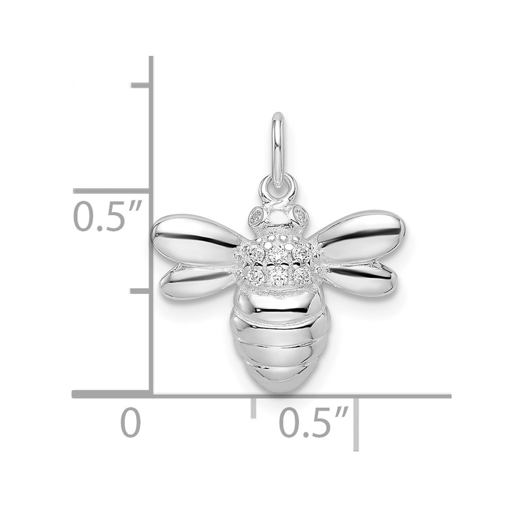 Sterling Silver Rhodium-plated Polished CZ Bumble Bee Pendant (QP5647)