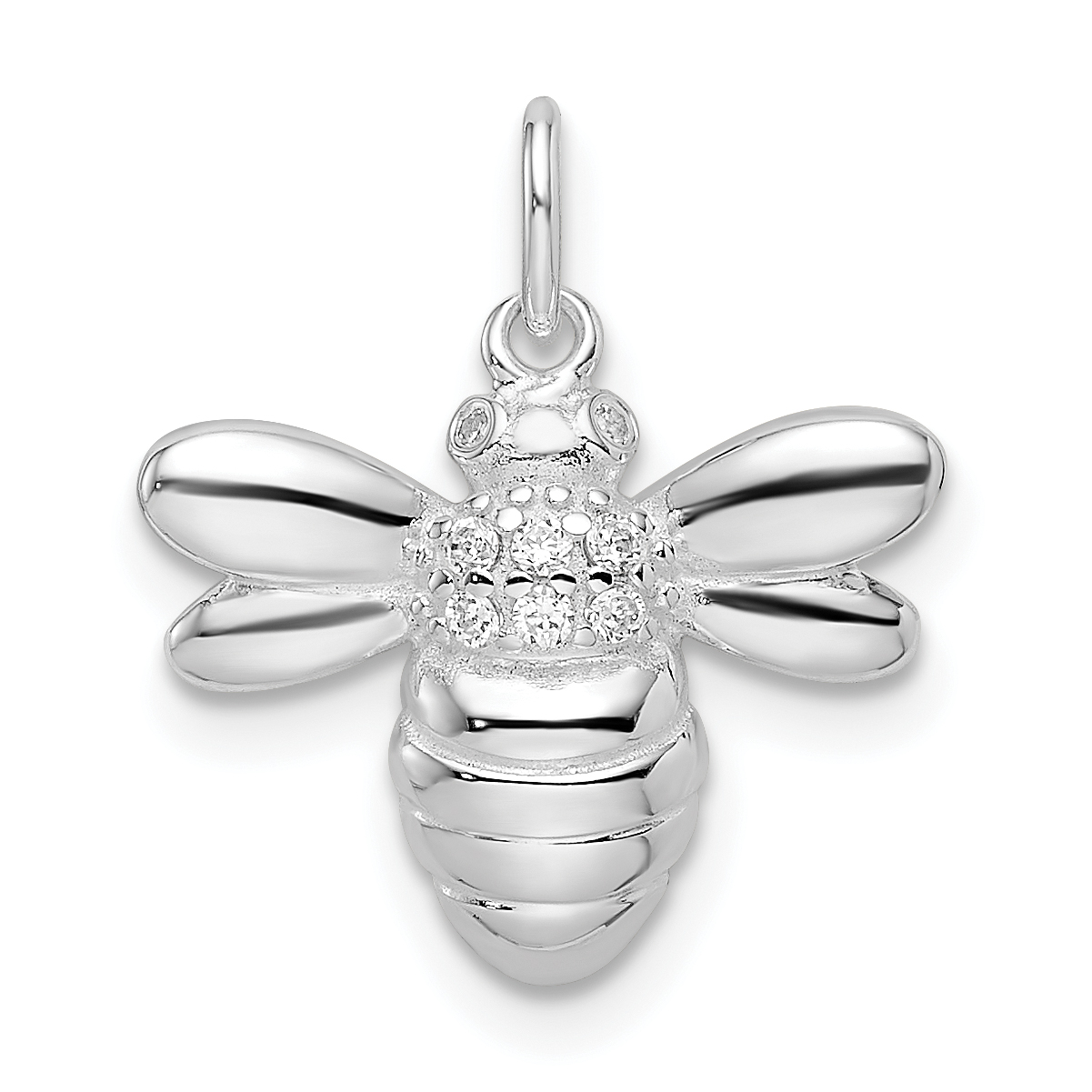 Sterling Silver Rhodium-plated Polished CZ Bumble Bee Pendant (QP5647)