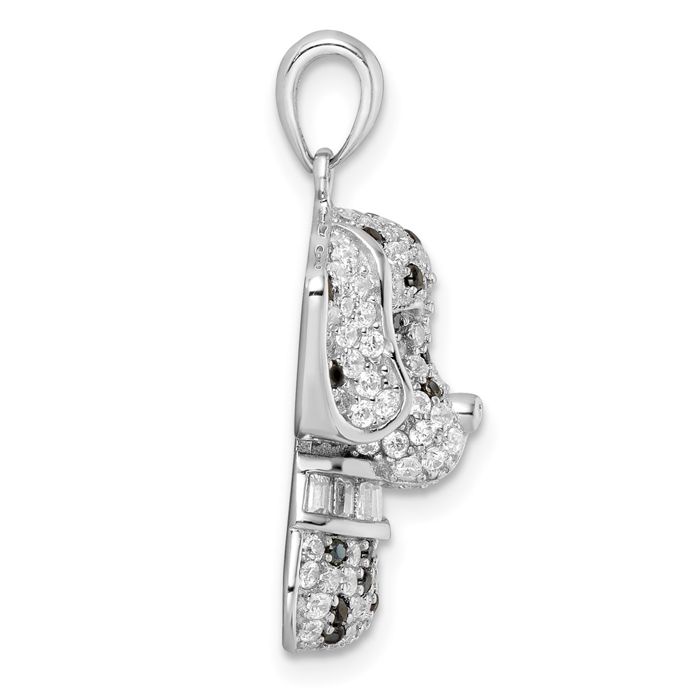 Sterling Silver Rhodium-plated Polished CZ Dalmatian Pendant (QP5653)