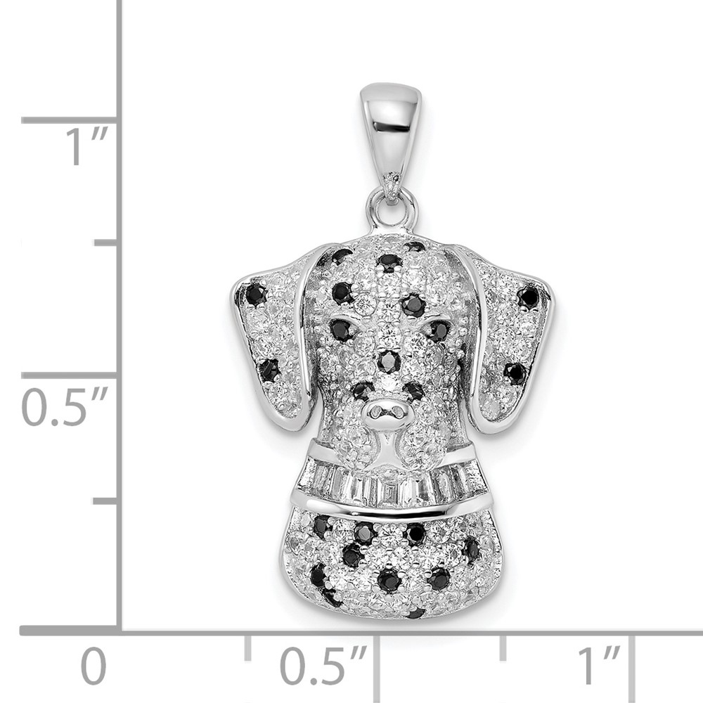 Sterling Silver Rhodium-plated Polished CZ Dalmatian Pendant (QP5653)