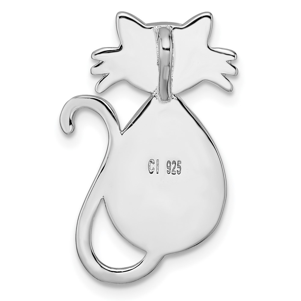 Sterling Silver Rhodium-plated Polished Larimar Cat Chain Slide (QP5664)