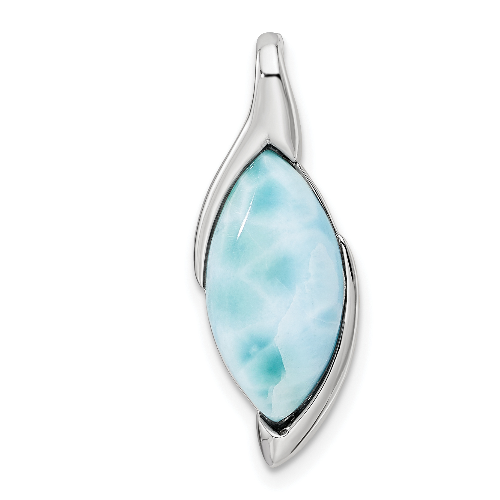 Sterling Silver Rhodium-plated Polished Larimar Pendant (QP5667)