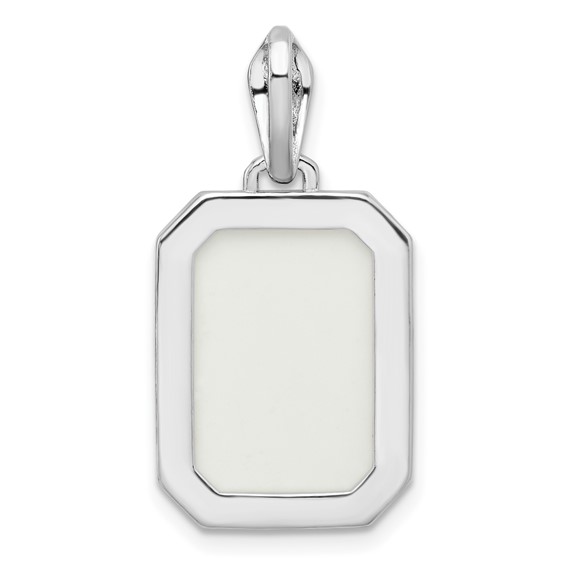 Sterling Silver RH-plated White Created Opal & CZ Beaded Border Pendant