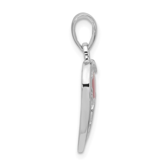 Sterling Silver Polished Multi-color Shell Heart Pendant