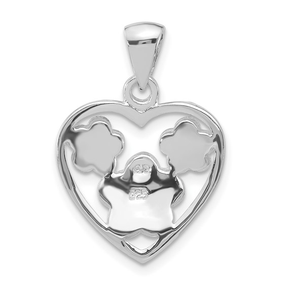 Sterling Silver Polished Multi-color Shell Heart Pendant