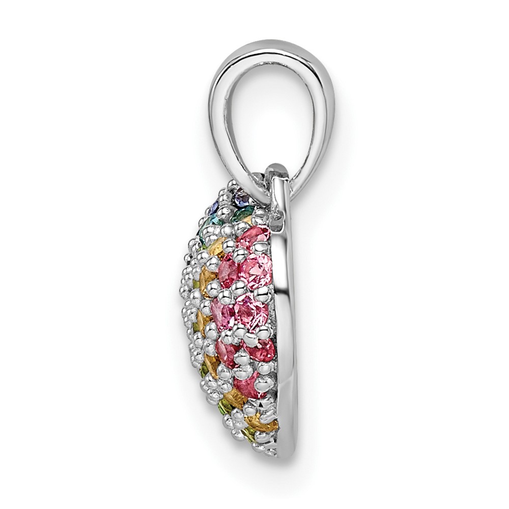 Sterling Silver Rhodium-plated Rainbow Nano Crystal Heart Pendant (QP5677)