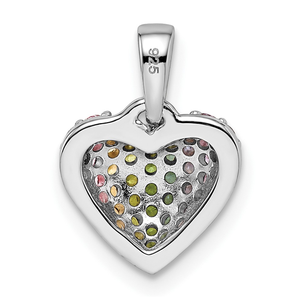 Sterling Silver Rhodium-plated Rainbow Nano Crystal Heart Pendant (QP5677)