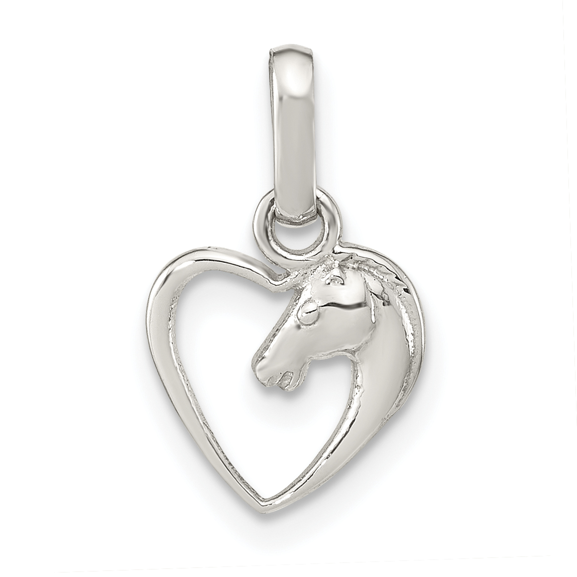 Sterling Silver Rhodium-plated Open Heart Horse Head Pendant (QP5682)