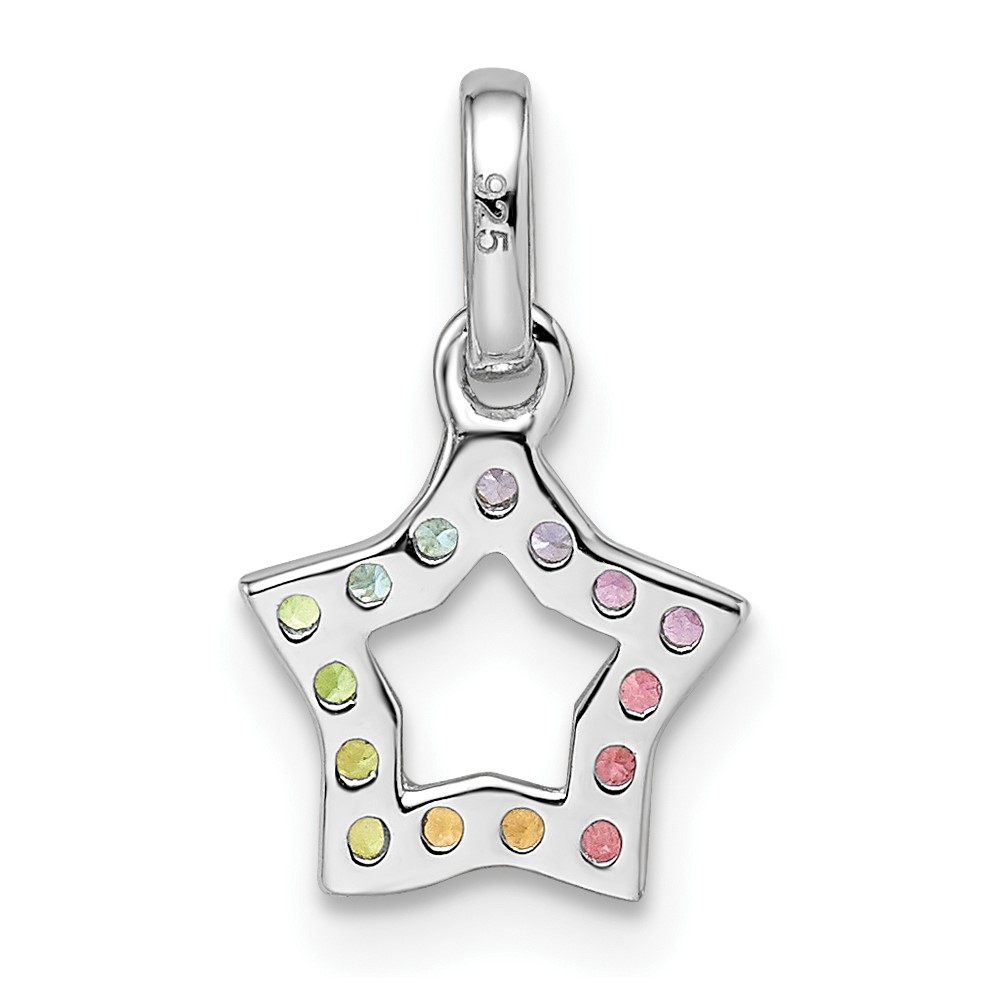 Sterling Silver Rhodium-plated Rainbow Nano Crystal Star Pendant (QP5683)