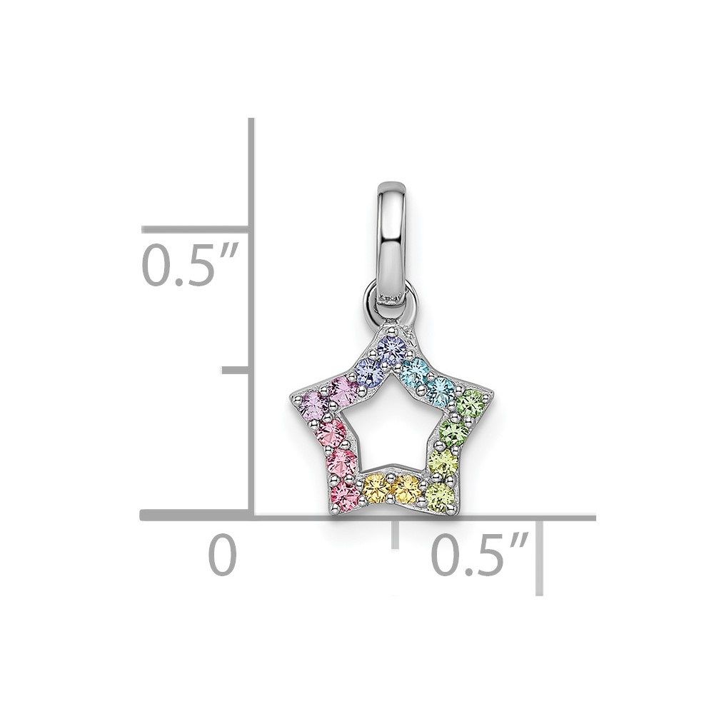 Sterling Silver Rhodium-plated Rainbow Nano Crystal Star Pendant (QP5683)