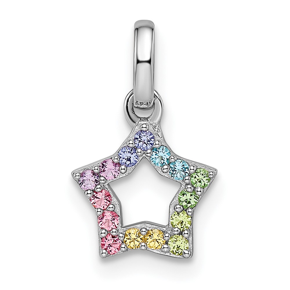 Sterling Silver Rhodium-plated Rainbow Nano Crystal Star Pendant (QP5683)