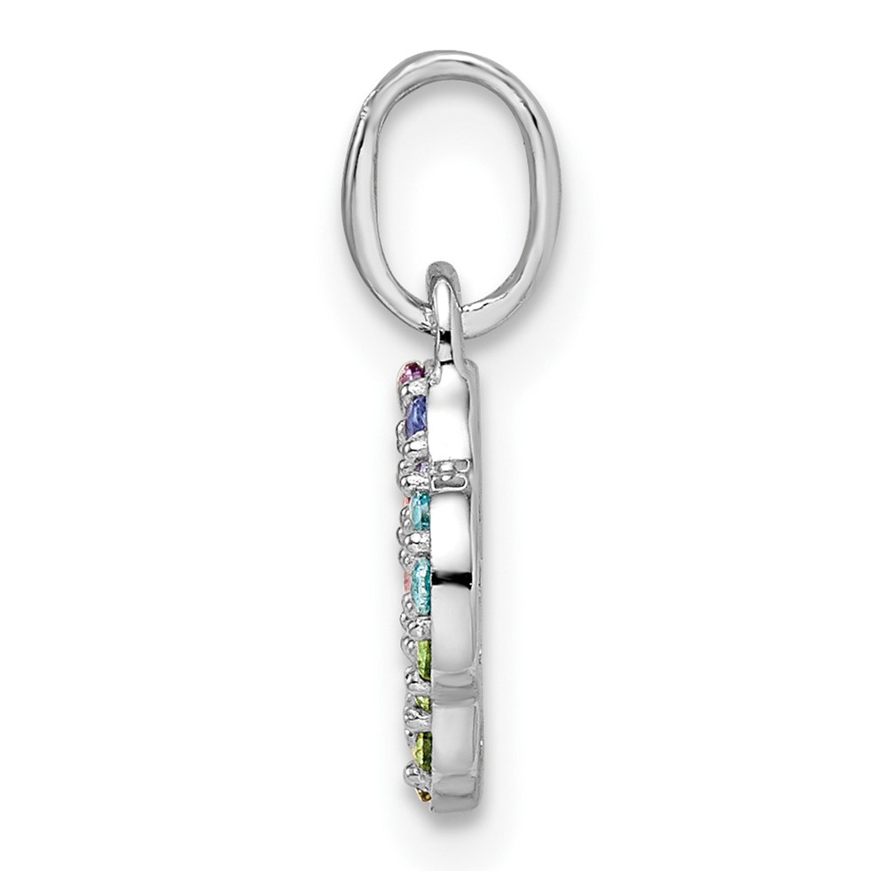 Sterling Silver Rhodium-plated Rainbow Nano Crystal Clover Pendant (QP5684)