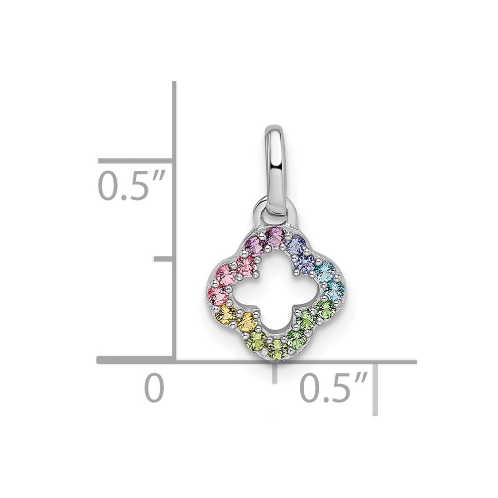 Sterling Silver Rhodium-plated Rainbow Nano Crystal Clover Pendant (QP5684)