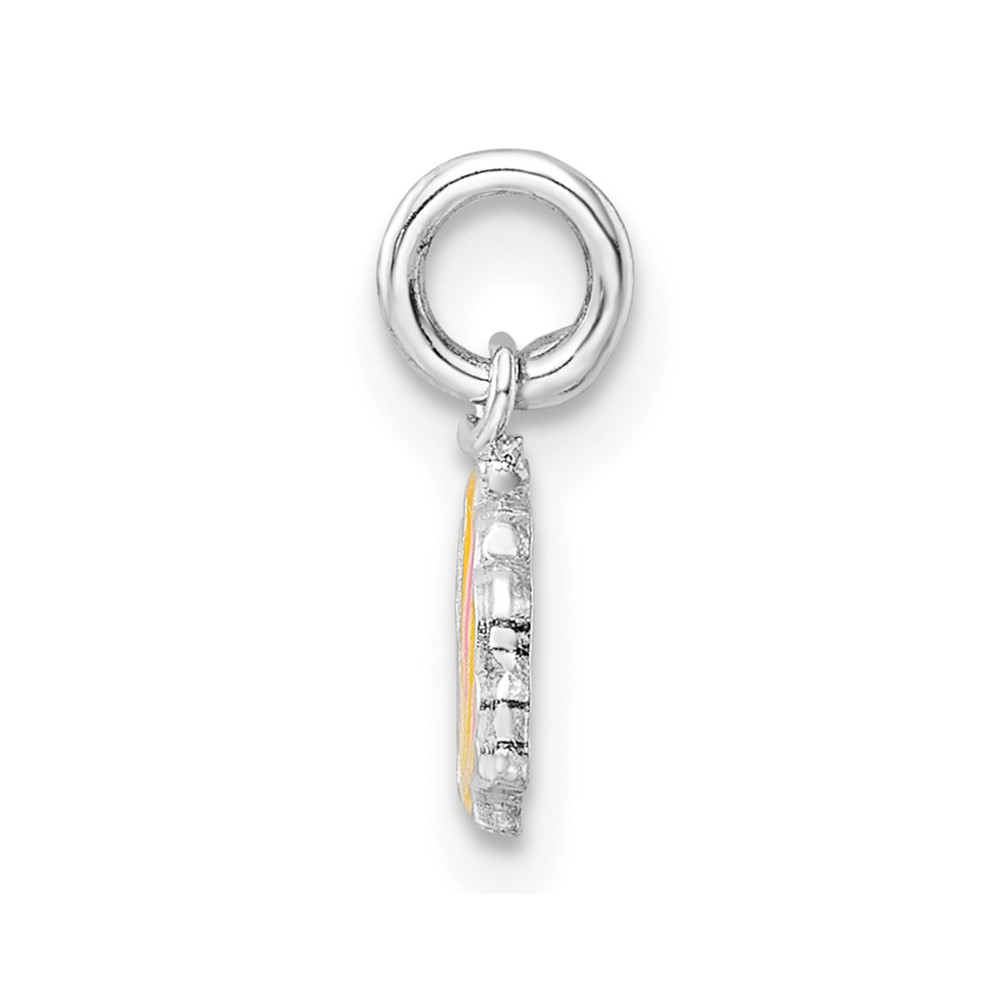 Sterling Silver Rhodium-plated Polished Pink and Orange Enameled Shell Children's Pendant (QP5705)