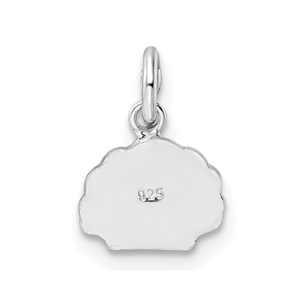 Sterling Silver Rhodium-plated Polished Pink and Orange Enameled Shell Children's Pendant (QP5705)
