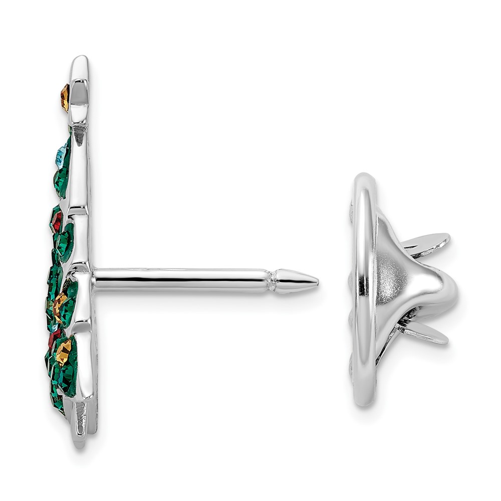Sterling Silver Rhodium-plated Crystal Christmas Tree Pin (QP5720)