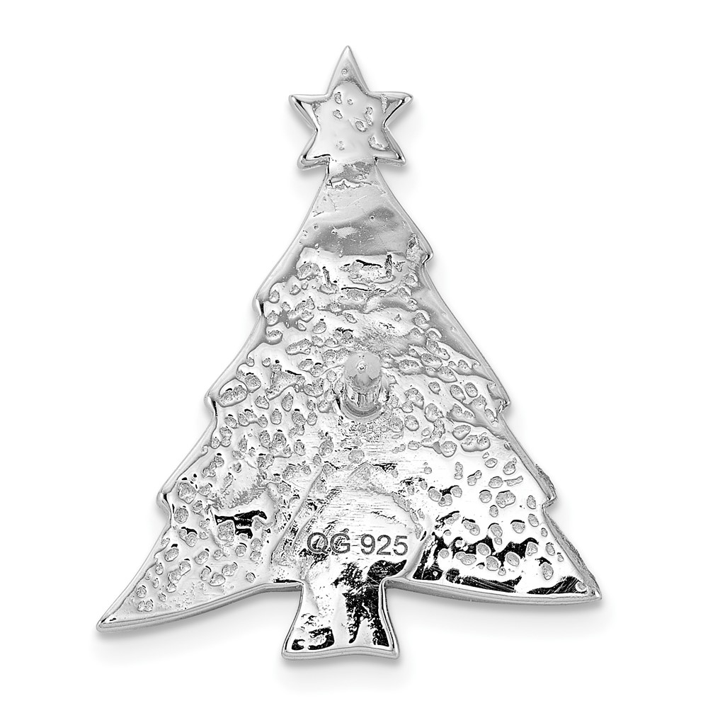 Sterling Silver Rhodium-plated Crystal Christmas Tree Pin (QP5720)
