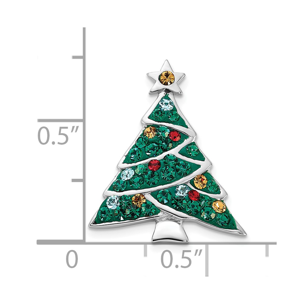 Sterling Silver Rhodium-plated Crystal Christmas Tree Pin (QP5720)