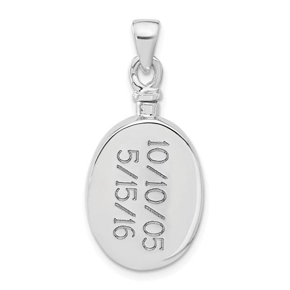 Sterling Silver Rhodium-plated Enamel Oval with Dog Ash Holder Pendant