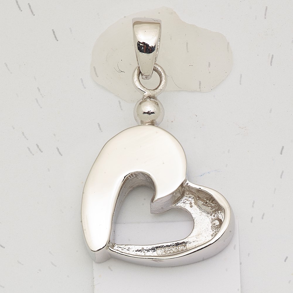 Sterling Silver Rhodium-plated Enamel Heart with Paw Prints Pendant (QP5726)