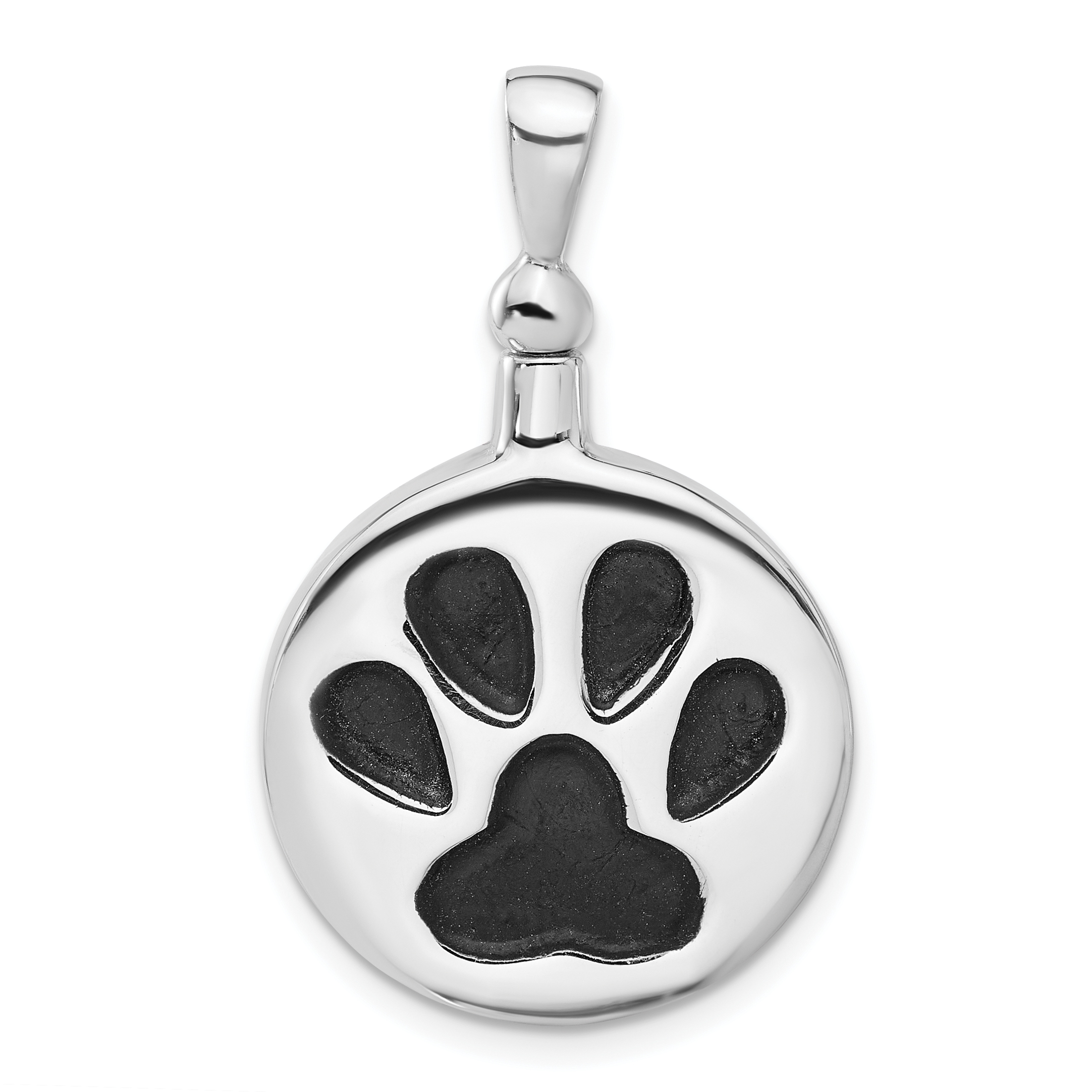 Sterling Silver Rh-plated Enamel Round Paw Print Ash Holder Pendant (QP5727)