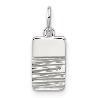 Sterling Silver E-coated Textured Rectangle Charm