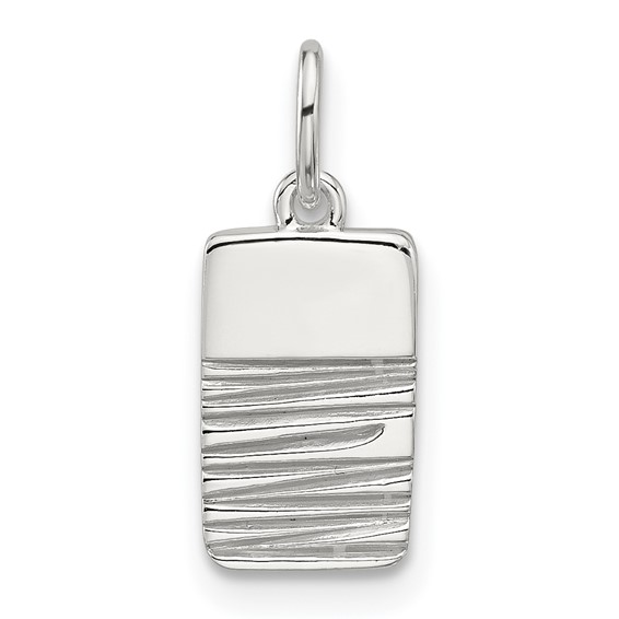 Sterling Silver E-coated Textured Rectangle Charm