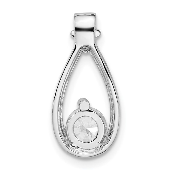 Sterling Silver Rhodium-plated with CZ Teardrop Shape Chain Slide