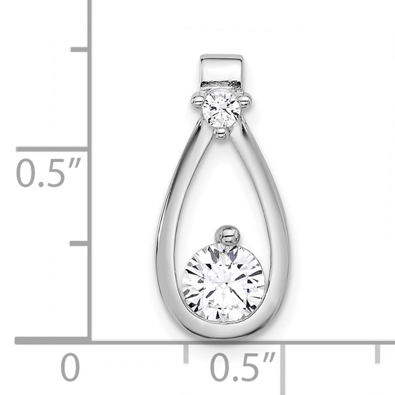 Sterling Silver Rhodium-plated with CZ Teardrop Shape Chain Slide