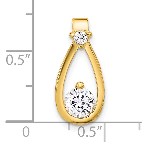Sterling Silver Gold-tone with CZ Teardrop Shape Chain Slide