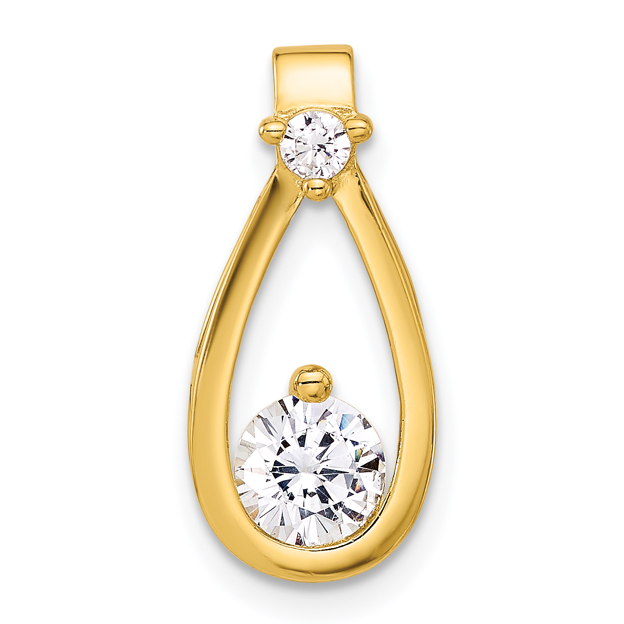 Sterling Silver Gold-tone with CZ Teardrop Shape Chain Slide (QP5741GP)