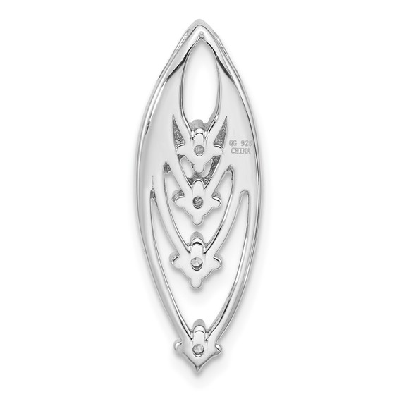 Sterling Silver Rhodium-plated Polished CZ Layered Chain Slide