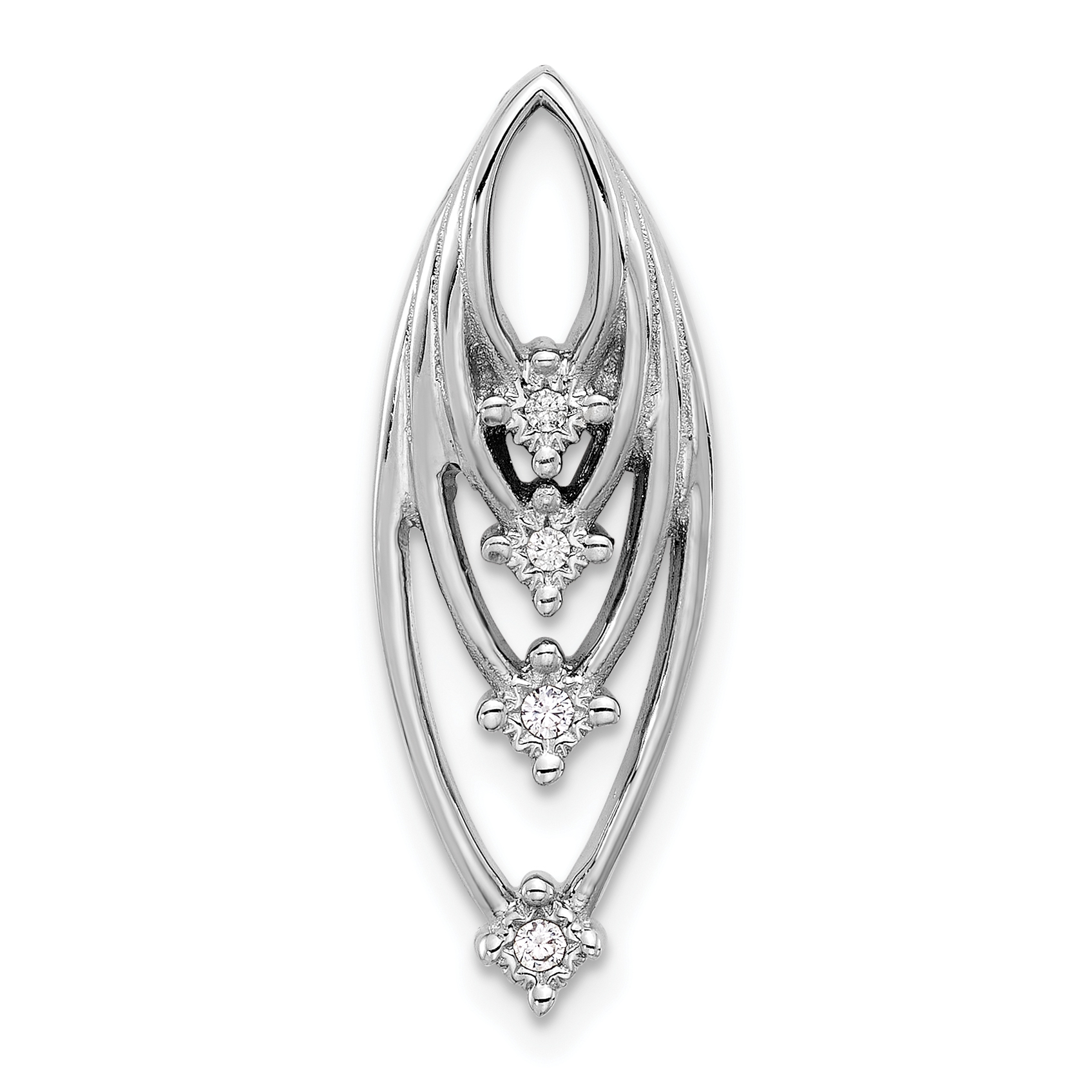 Sterling Silver Rhodium-plated Polished CZ Layered Chain Slide (QP5742)