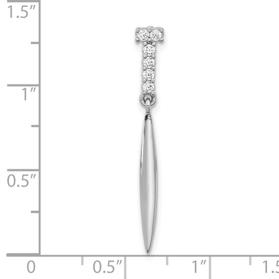Sterling Silver Rhodium-plated Polished CZ Pointed Chain Slide Pendant