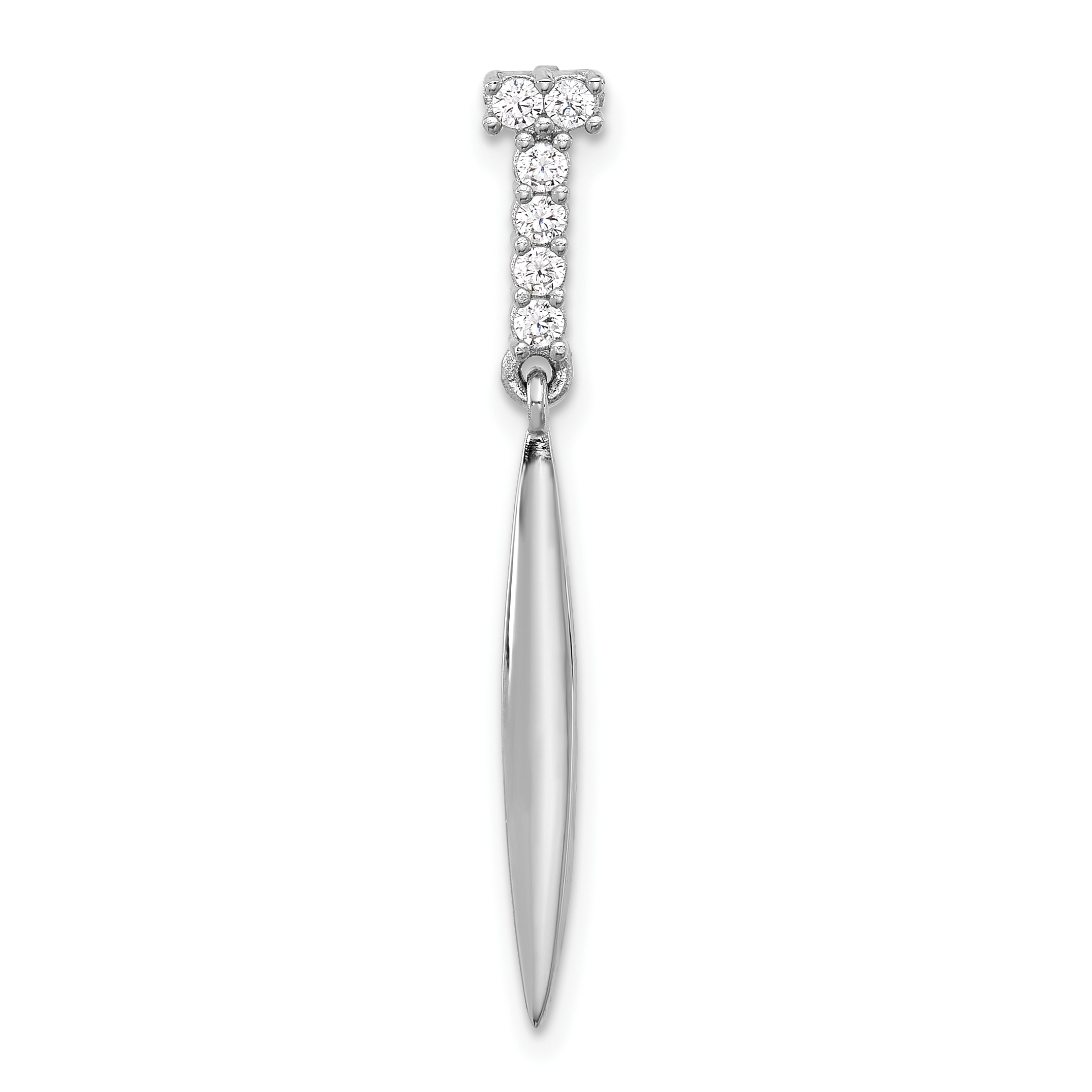 Sterling Silver Rhodium-plated Polished CZ Pointed Chain Slide Pendant (QP5746)