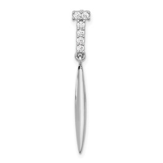 Sterling Silver Rhodium-plated Polished CZ Pointed Chain Slide Pendant
