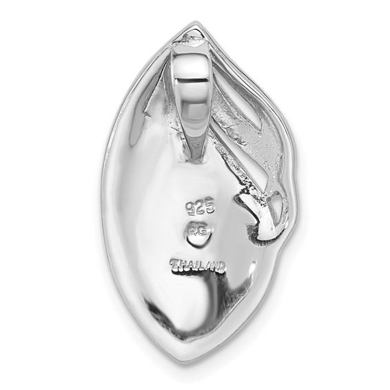 Sterling Silver Rhodium-Plated Polished Oval Abalone Chain Slide Pendant