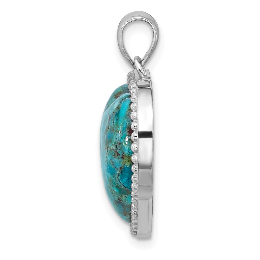 Sterling Silver Rhodium-plated Reconstituted Turquoise Heart Pendant (QP5757)