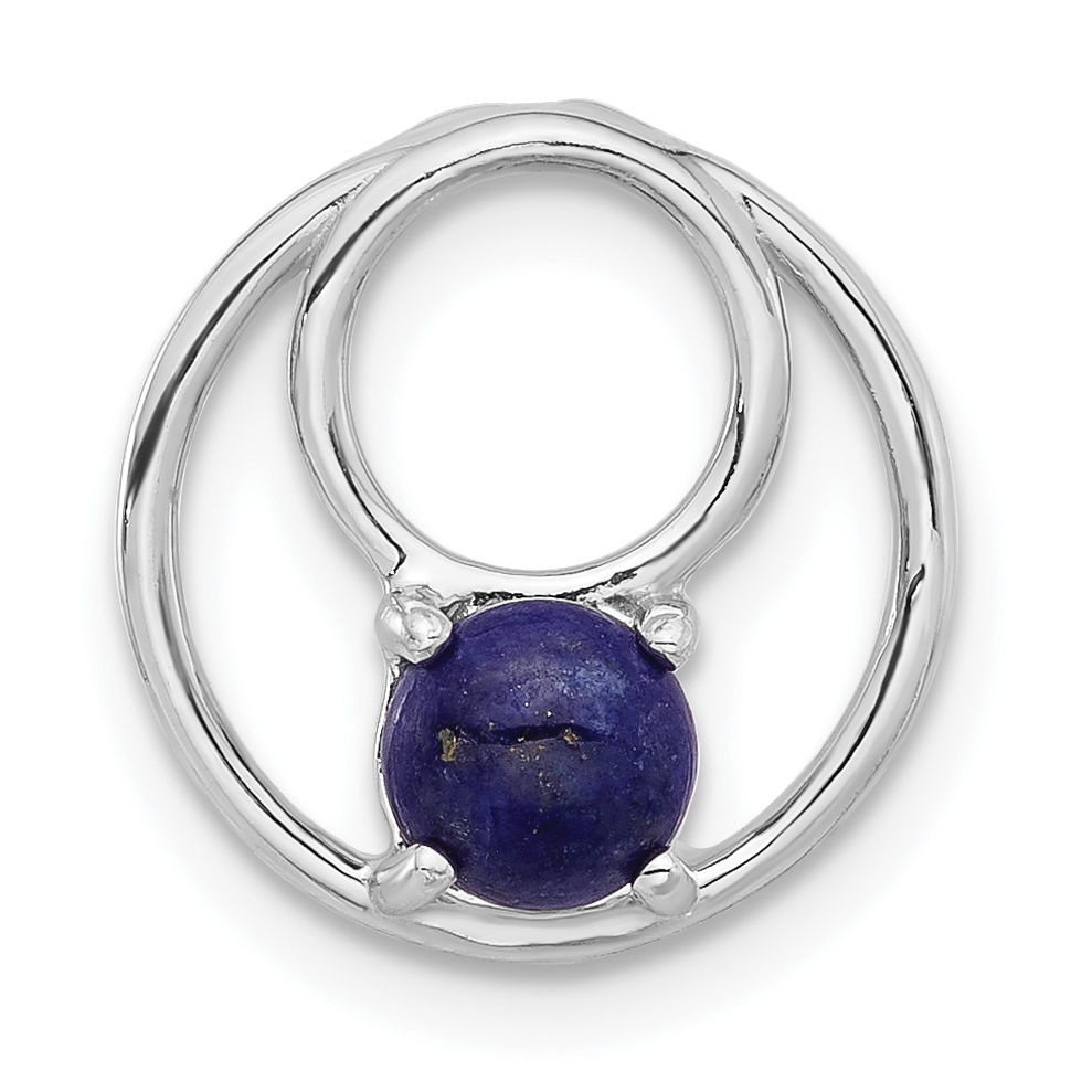 Sterling Silver Rhodium-plated Lapis Lazuli Round Chain Slide Pendant (QP5760)