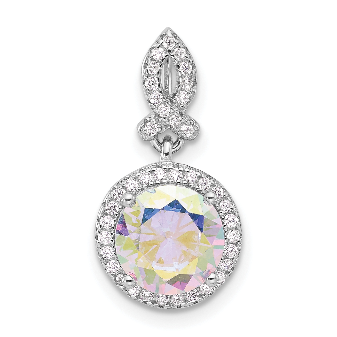 Sterling Silver Rhodium-plated Iridescent CZ Pendant (QP5769)