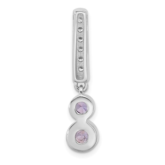 Sterling Silver Rhodium-plated Polished Purple CZ Chain Slide